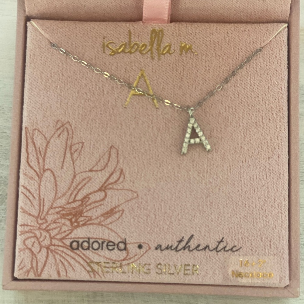 Isabella M "A" Initial Necklace